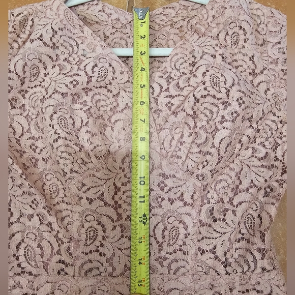 Blush Pink Floral Lace Ruffle Bell 3/4 Sleeve - Picture 10 of 12